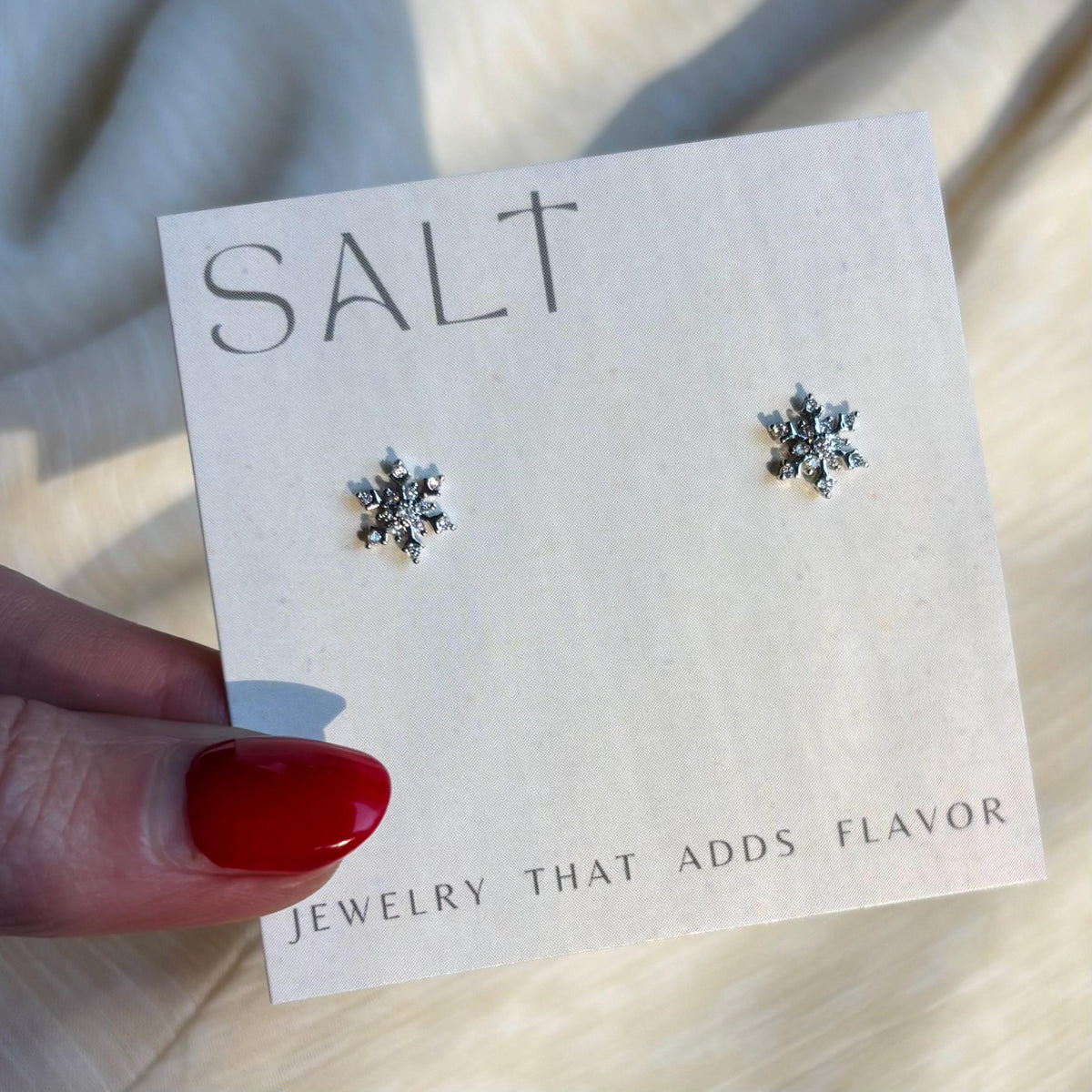 DAINTY SNOWFLAKE STUDS | silver (rhodium) | holiday post earrings | simple studs | dainty earrings | cubic zirconia Christmas earring