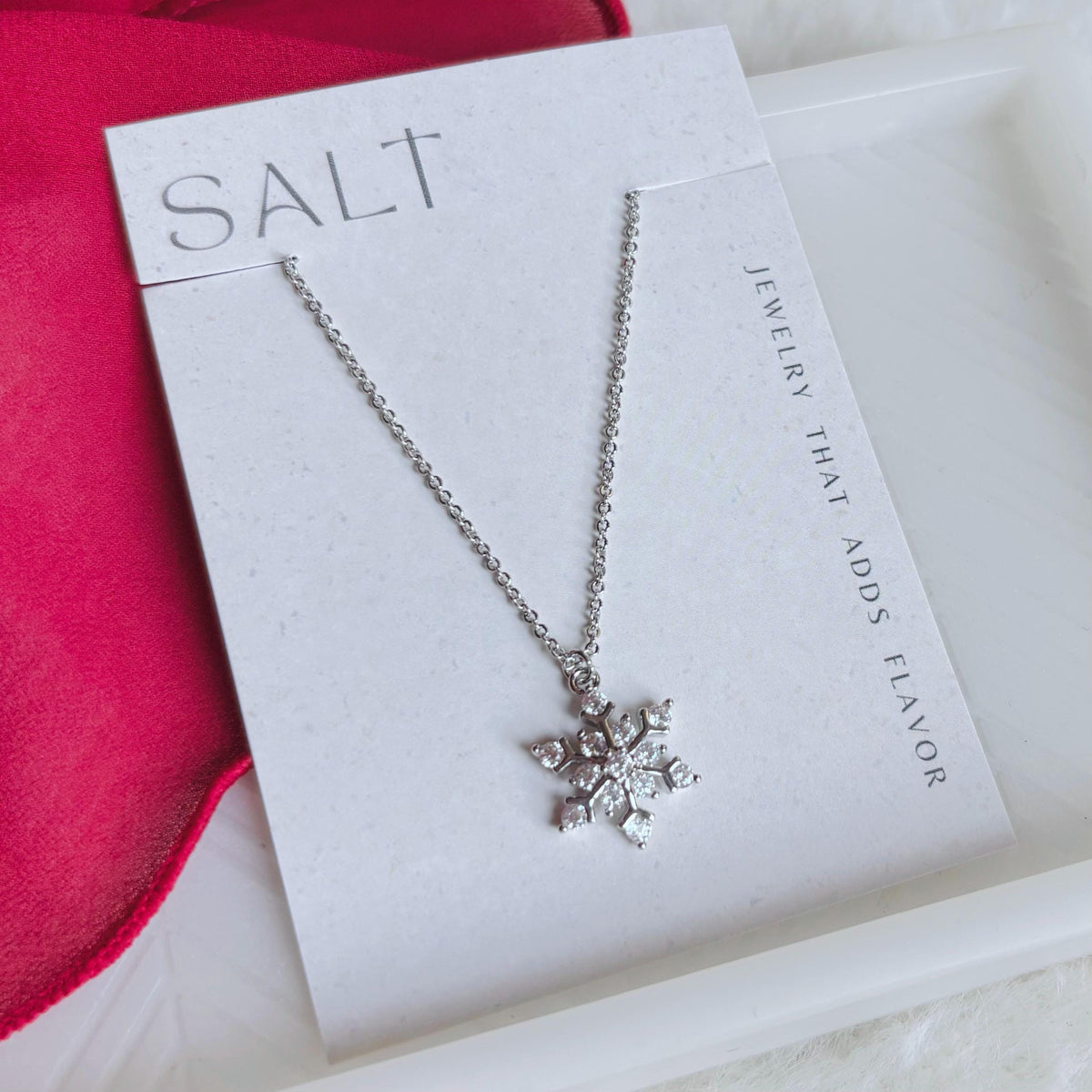 SPARKLY SNOWFLAKE NECKLACE | silver and platinum holiday holiday necklace | cute Christmas jewelry | Christmas necklace | holiday gifts