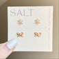 BOWS & SNOWFLAKES STUDS | 18k gold | holiday earrings | dainty bow stud earrings | Christmas earrings | snowflake studs | bow tie earrings
