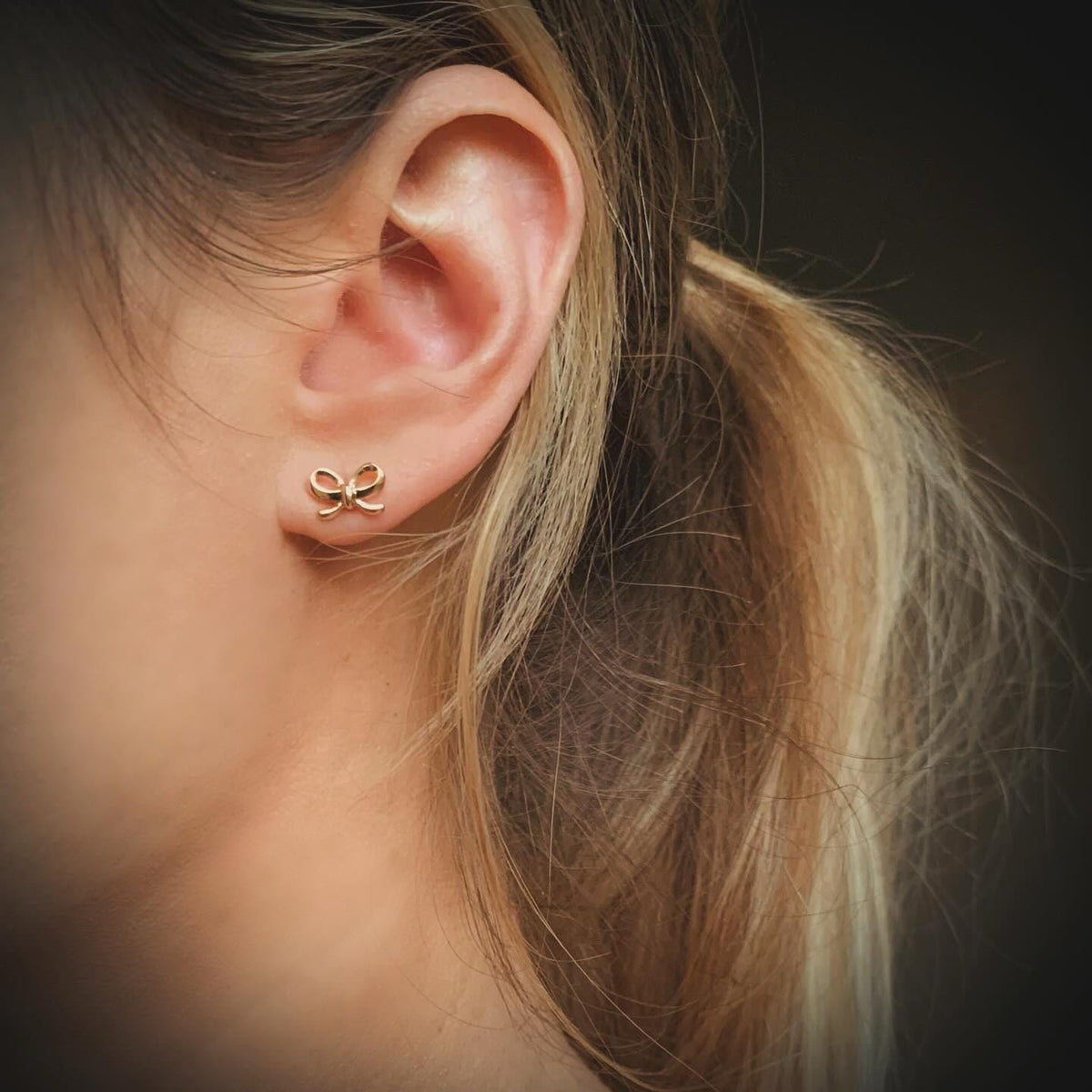 CHRISTMAS STUD EARRINGS | 18k gold | dainty bow stud earrings | winter earrings | Christmas ear stack | hypoallergenic holiday earrings