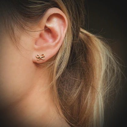 CHRISTMAS STUD EARRINGS | 18k gold | dainty bow stud earrings | winter earrings | Christmas ear stack | hypoallergenic holiday earrings