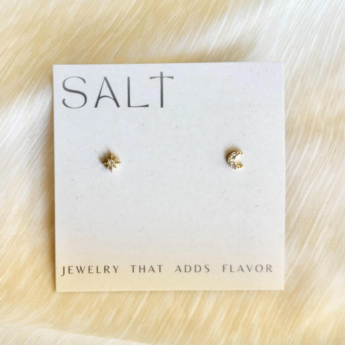 STAR & MOON STUDS | 18k gold | dainty stud earrings | gold stud earrings | celestial studs | dainty earrings | star and moon stud earrings