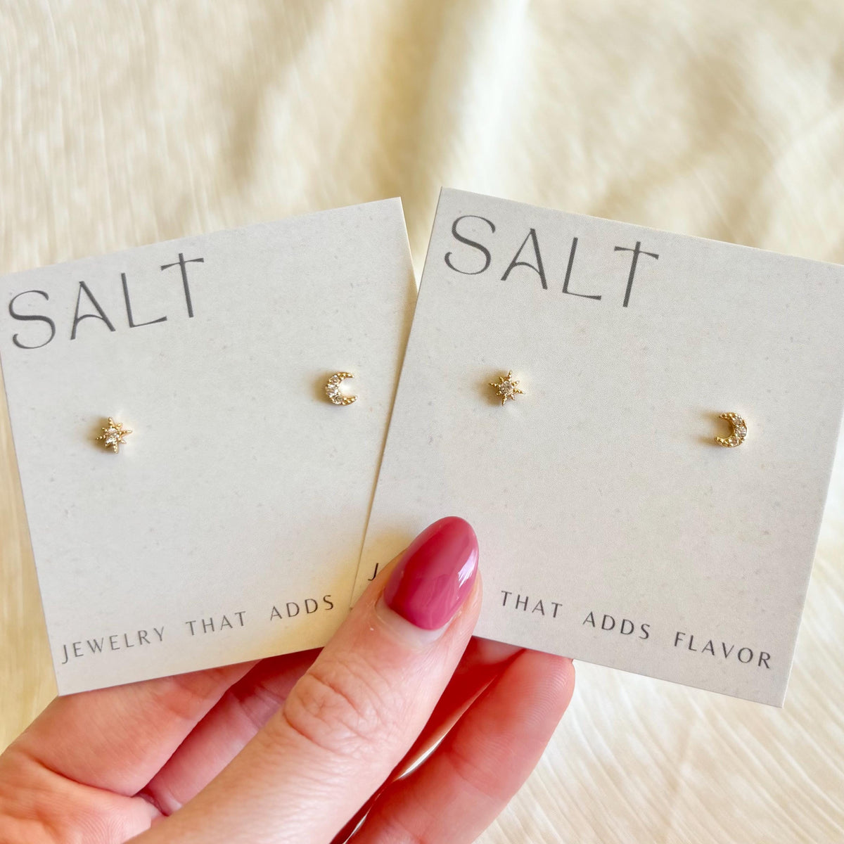 STAR & MOON STUDS | 18k gold | dainty stud earrings | gold stud earrings | celestial studs | dainty earrings | star and moon stud earrings