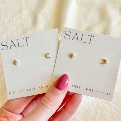STAR & MOON STUDS | 18k gold | dainty stud earrings | gold stud earrings | celestial studs | dainty earrings | star and moon stud earrings