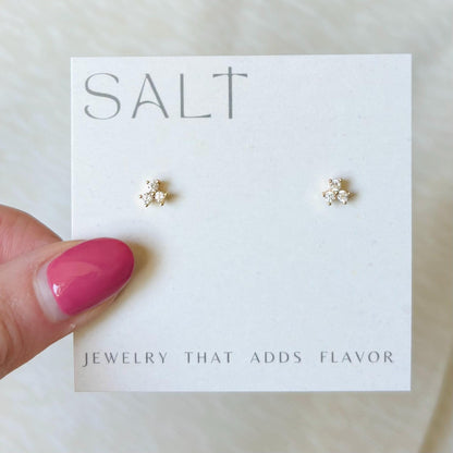 TRINITY DOT STUDS | 18k gold plated | dainty stud earrings | gold post earrings | simple studs | dainty earrings | cubic zirconia simple ear
