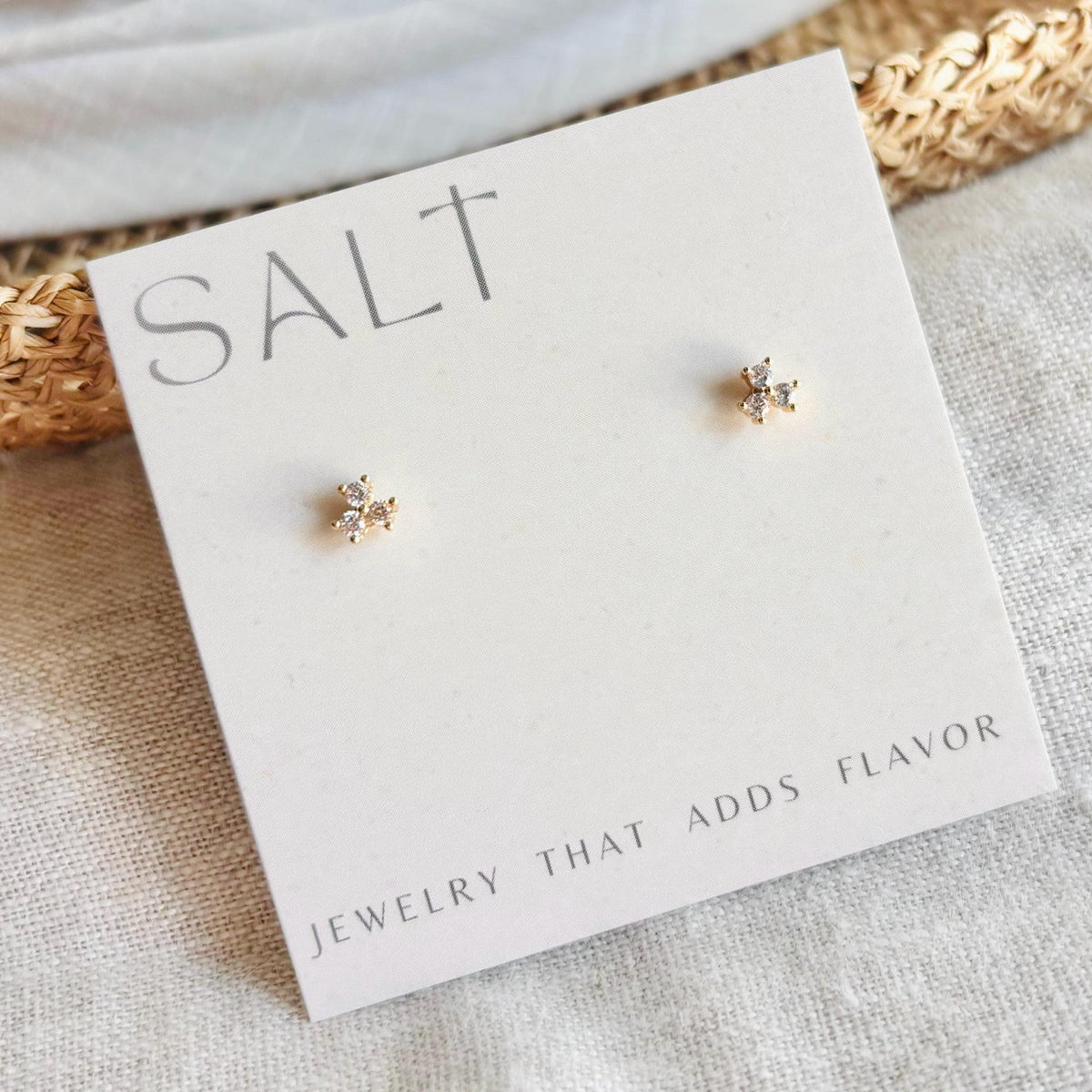 TRINITY DOT STUDS | 18k gold plated | dainty stud earrings | gold post earrings | simple studs | dainty earrings | cubic zirconia simple ear