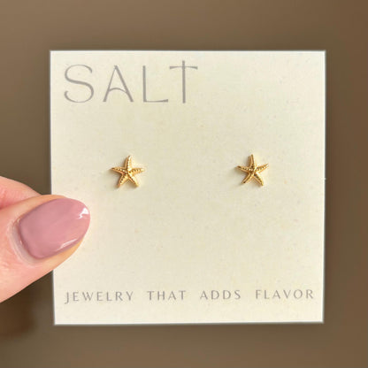 STARFISH STUDS | 18k gold | dainty sea star stud earrings | tiny starfish earrings | coastal jewelry | beachy jewelry | coastal chic earring