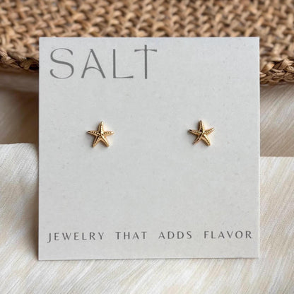 STARFISH STUDS | 18k gold | dainty sea star stud earrings | tiny starfish earrings | coastal jewelry | beachy jewelry | coastal chic earring