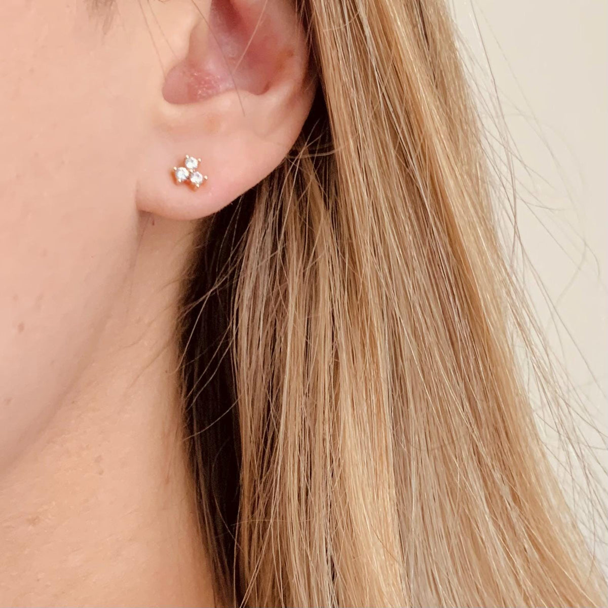 TRINITY DOT STUDS | 18k gold plated | dainty stud earrings | gold post earrings | simple studs | dainty earrings | cubic zirconia simple ear