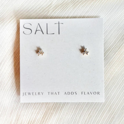 TRINITY DOT STUDS | 18k gold plated | dainty stud earrings | gold post earrings | simple studs | dainty earrings | cubic zirconia simple ear