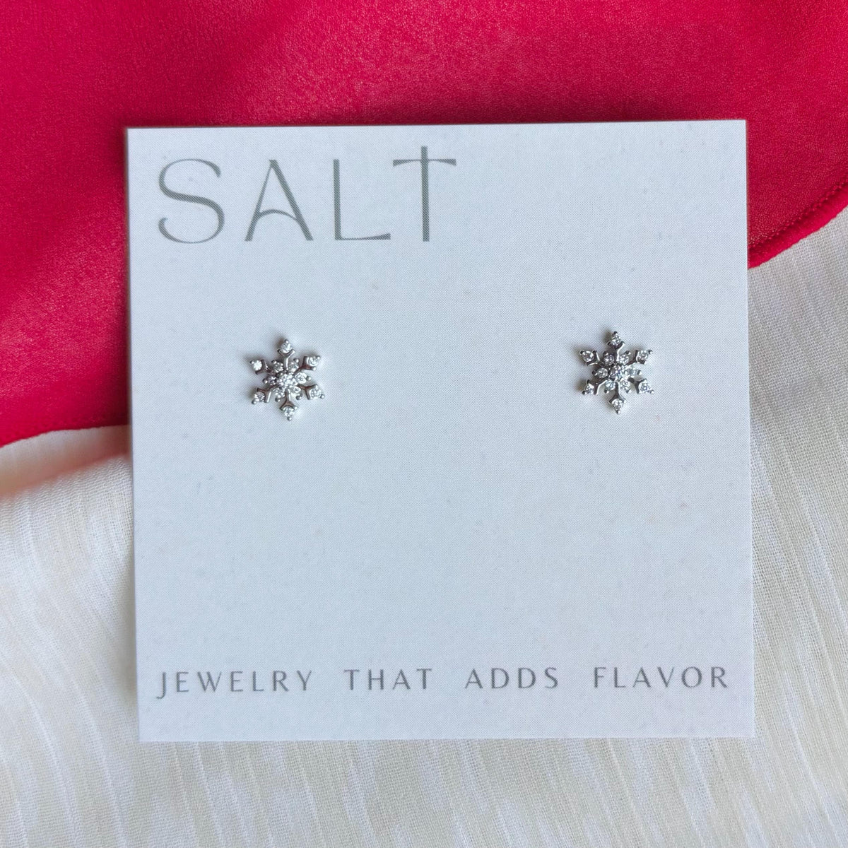 DAINTY SNOWFLAKE STUDS | silver (rhodium) | holiday post earrings | simple studs | dainty earrings | cubic zirconia Christmas earring
