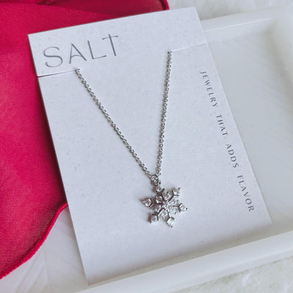 SPARKLY SNOWFLAKE NECKLACE | silver and platinum holiday holiday necklace | cute Christmas jewelry | Christmas necklace | holiday gifts