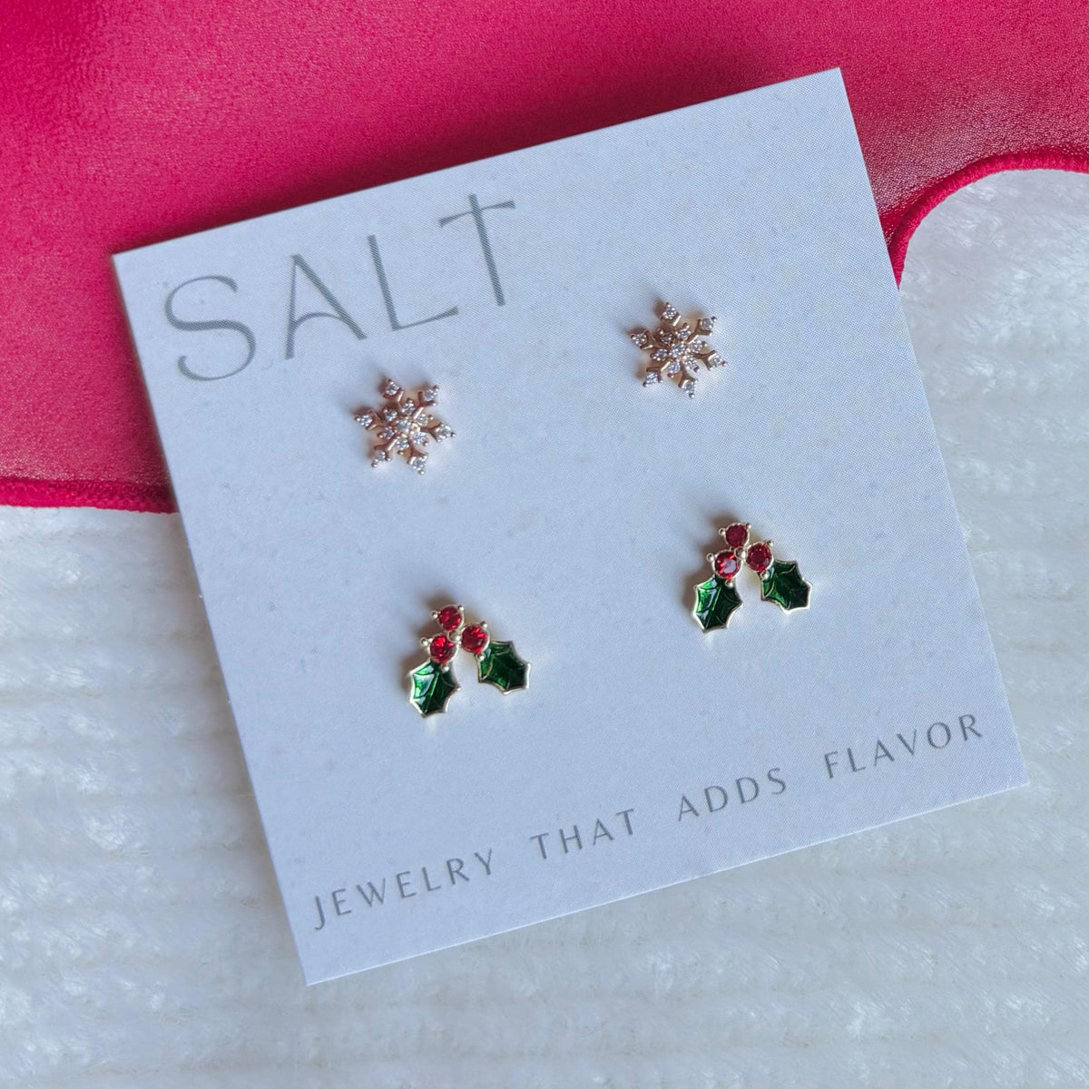 CHRISTMAS STUD EARRINGS | 18k gold | dainty snowflake earrings | winter earrings | Christmas ear stack | hypoallergenic holiday earrings