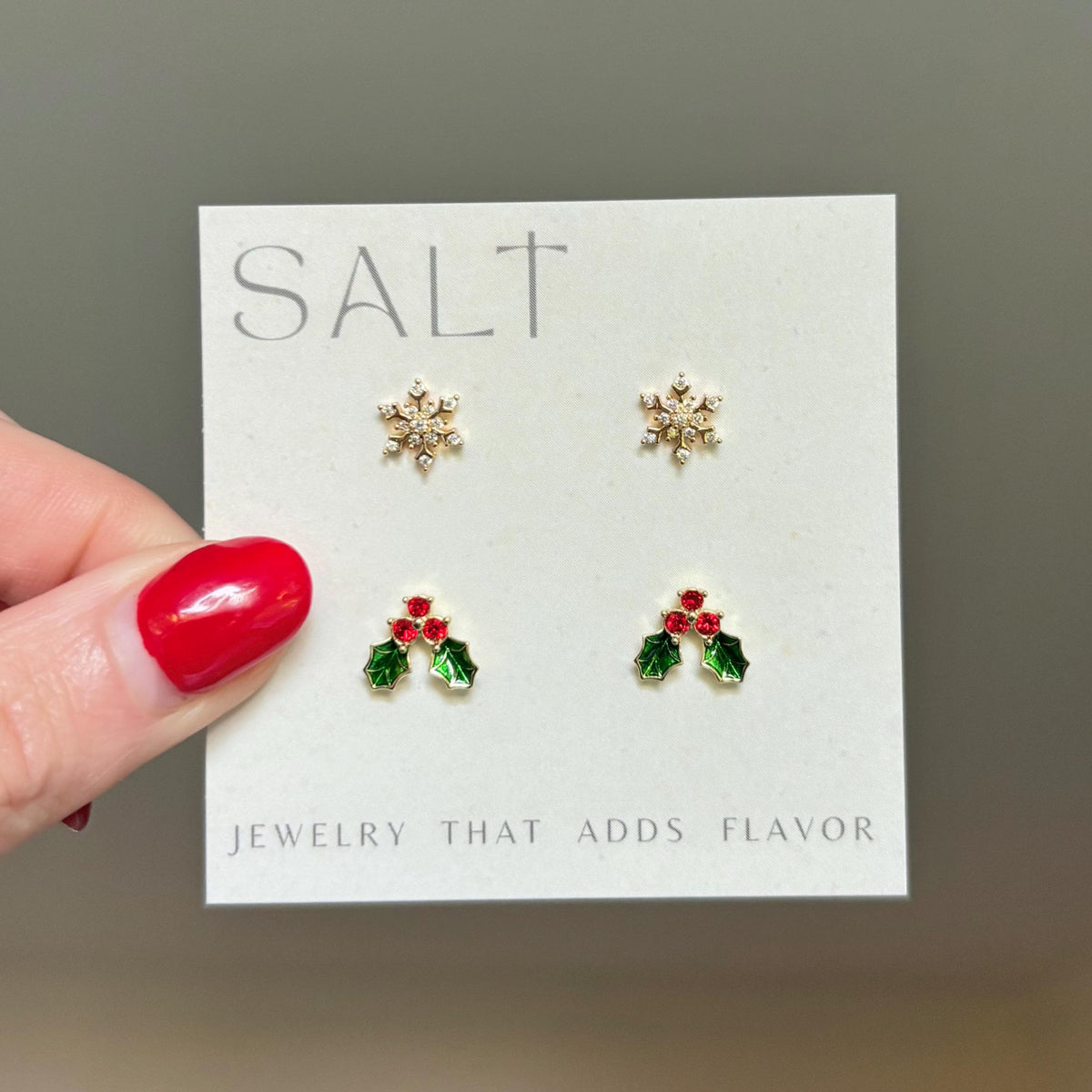 CHRISTMAS STUD EARRINGS | 18k gold | dainty snowflake earrings | winter earrings | Christmas ear stack | hypoallergenic holiday earrings