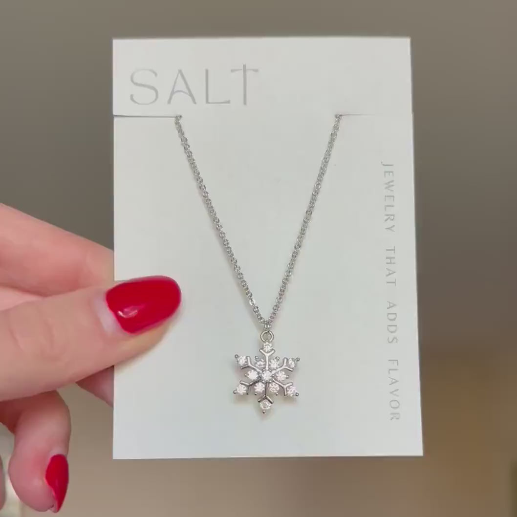 SPARKLY SNOWFLAKE NECKLACE | silver and platinum holiday holiday necklace | cute Christmas jewelry | Christmas necklace | holiday gifts
