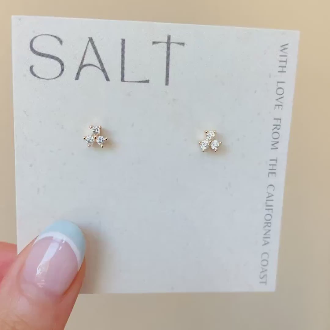 TRINITY DOT STUDS | 18k gold plated | dainty stud earrings | gold post earrings | simple studs | dainty earrings | cubic zirconia simple ear