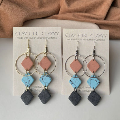 TRIPLE SCOOP HOOPS - turquoise
