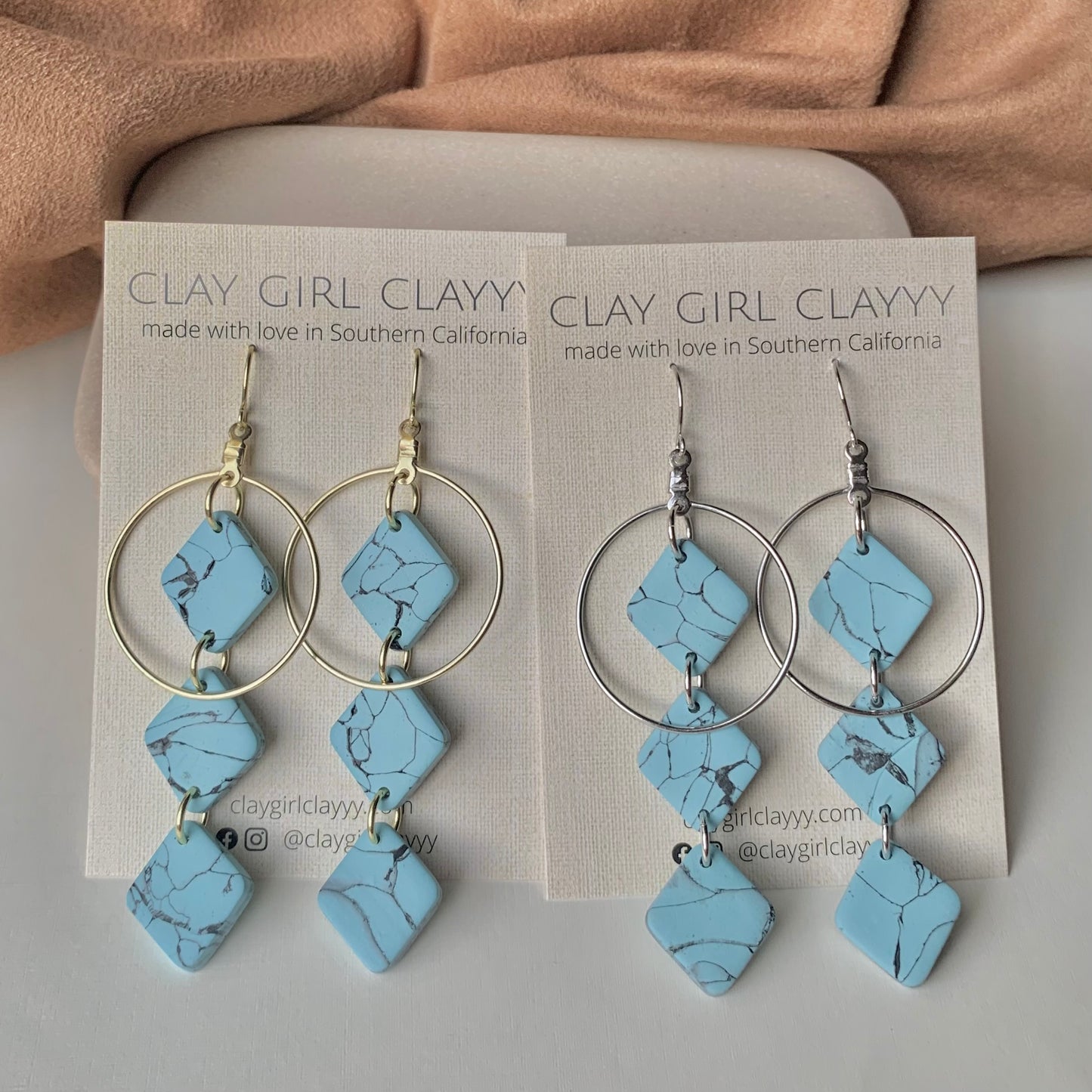 TRIPLE SCOOP HOOPS - turquoise