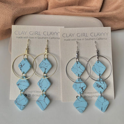 TRIPLE SCOOP HOOPS - turquoise